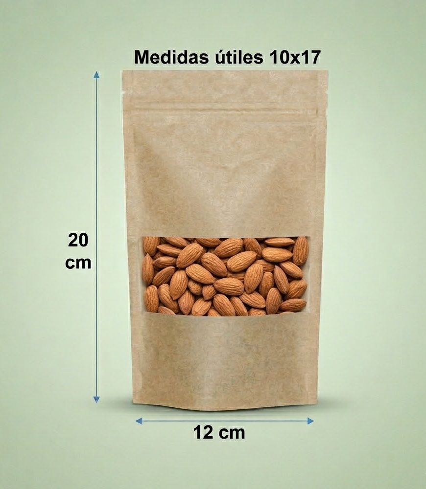 Bolsas Doypack medidas Utiles 10x17 medidas totales 12x20