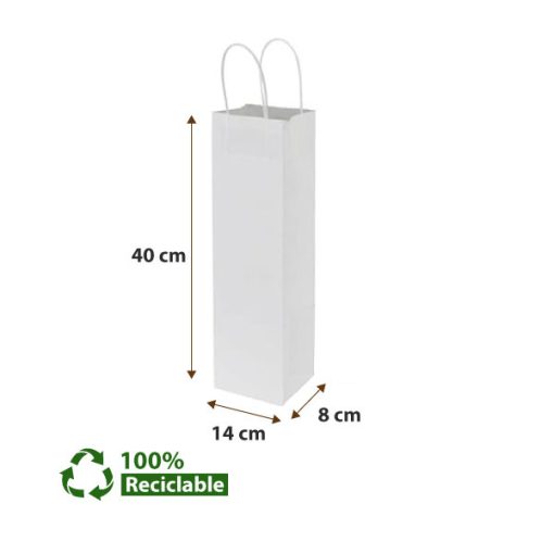 Bolsas de papel blancas con manillas 14X40X8