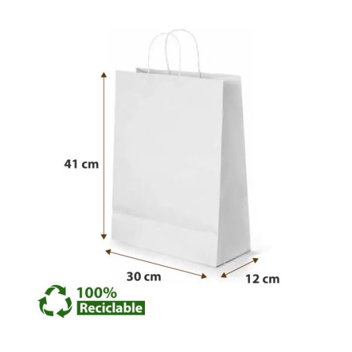 Bolsas de papel Blancas con manillas 30X41X12