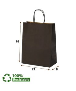 Bolsas de papel Negras con manillas 16x21x8