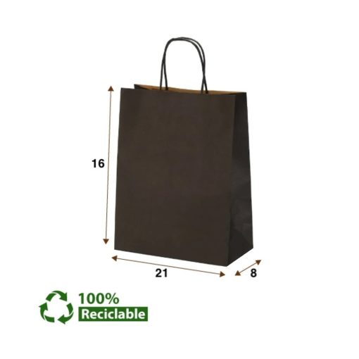Bolsas de papel Negras con manillas 16x21x8
