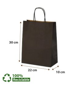 Bolsas de papel Negras con manillas 22X30X10