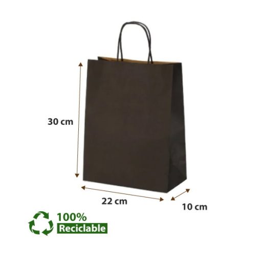Bolsas de papel Negras con manillas 22X30X10