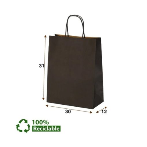 Bolsas de papel Negras con manillas 30x31x12