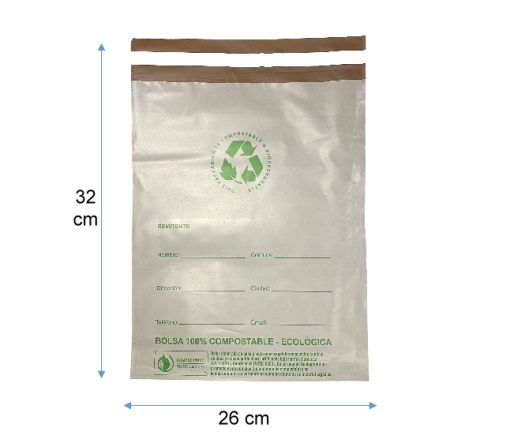 "26x32" COURRIER COMPOSTABLE CON PEGAMENTO