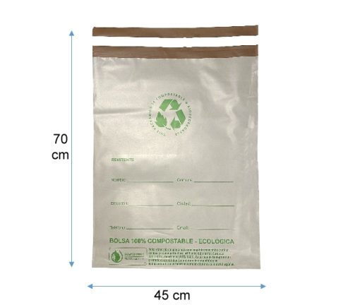 "45x70" COURRIER COMPOSTABLE CON PEGAMENTO