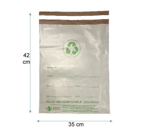 "35x42" COURRIER COMPOSTABLE CON PEGAMENTO