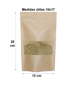 Bolsas Doypack medidas Utiles 10x17 medidas totales 12x20
