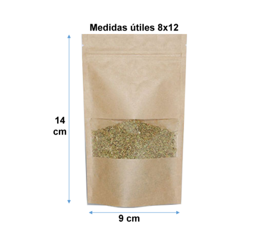 Bolsas DoyPack medidas Utiles 8x12 Medidas Totales 9x14