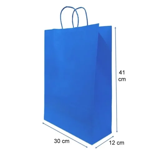 BOLSAS PAPEL COLOR AZUL 30X41X12