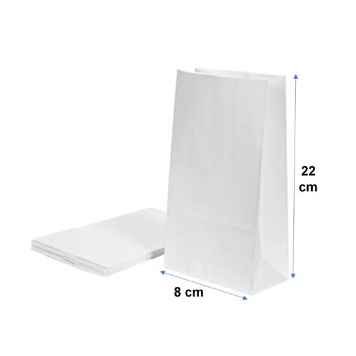 Saquito de Papel Blanco de 1/2 kilo 8x22