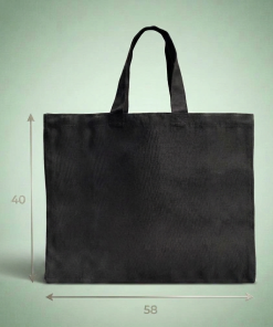 Bolsa de Algodon "58X40" + Fuelle 10 Cms De Fondo Negra